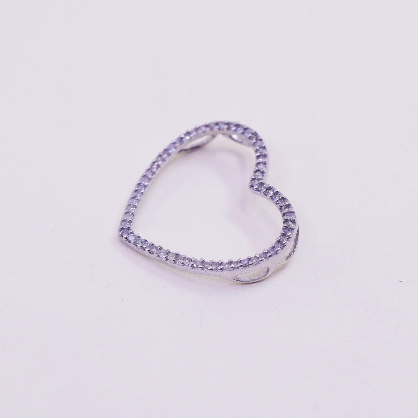 0.9g, 10K white gold Pendant, solid real gold heart Pendant genuine diamond