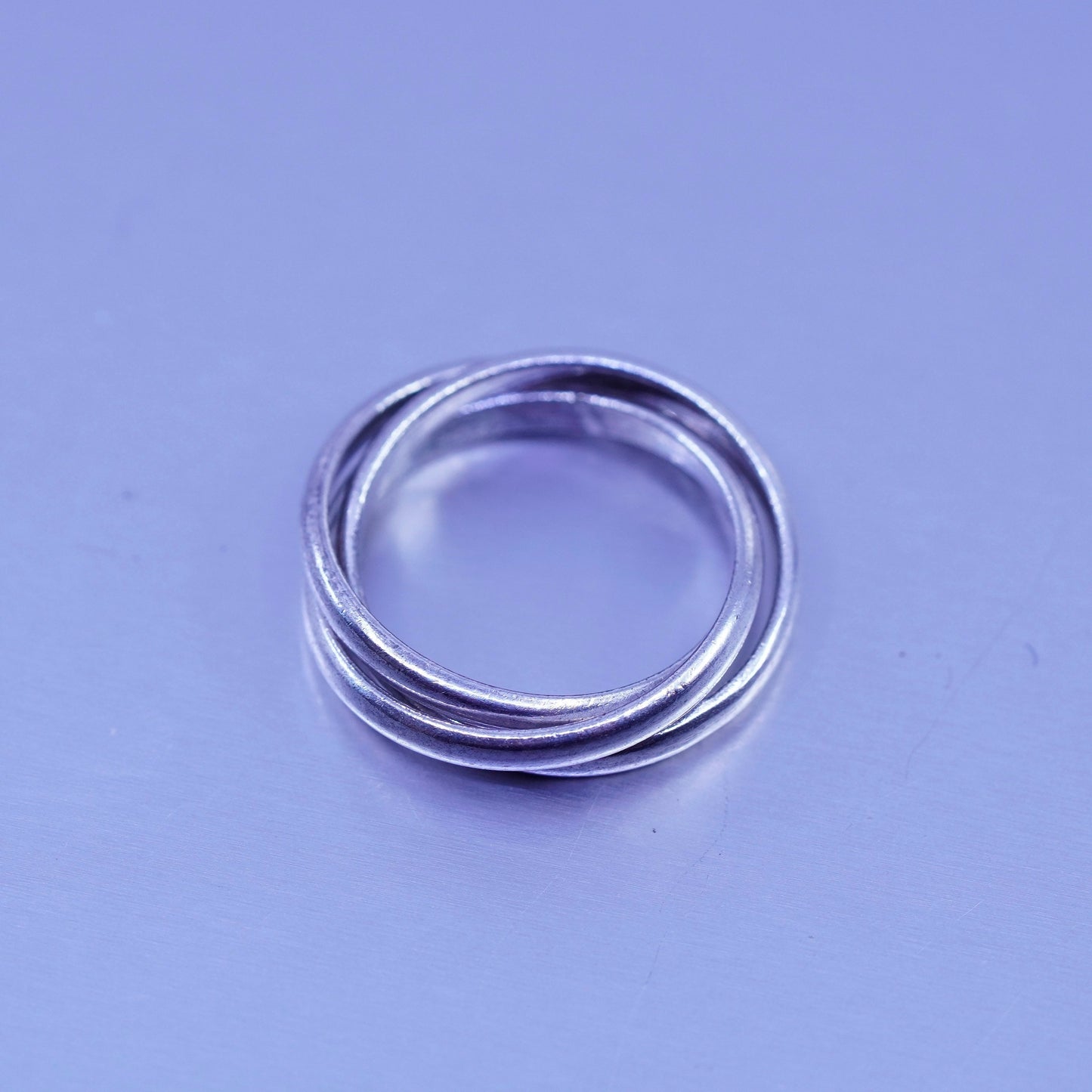Size 3, vintage southwestern Sterling 925 silver entwined ring, multi band