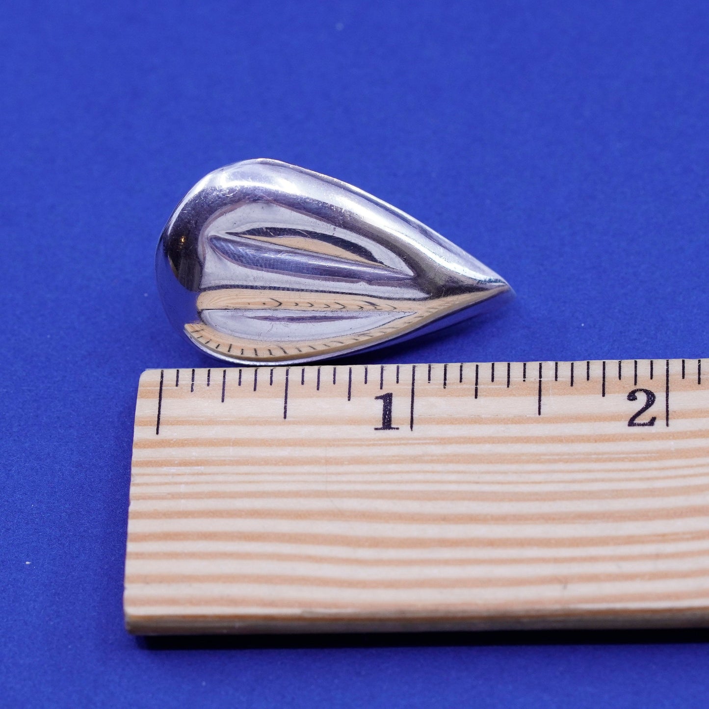 vintage Sterling silver handmade Ribbed teardrop earrings, modern 925 studs