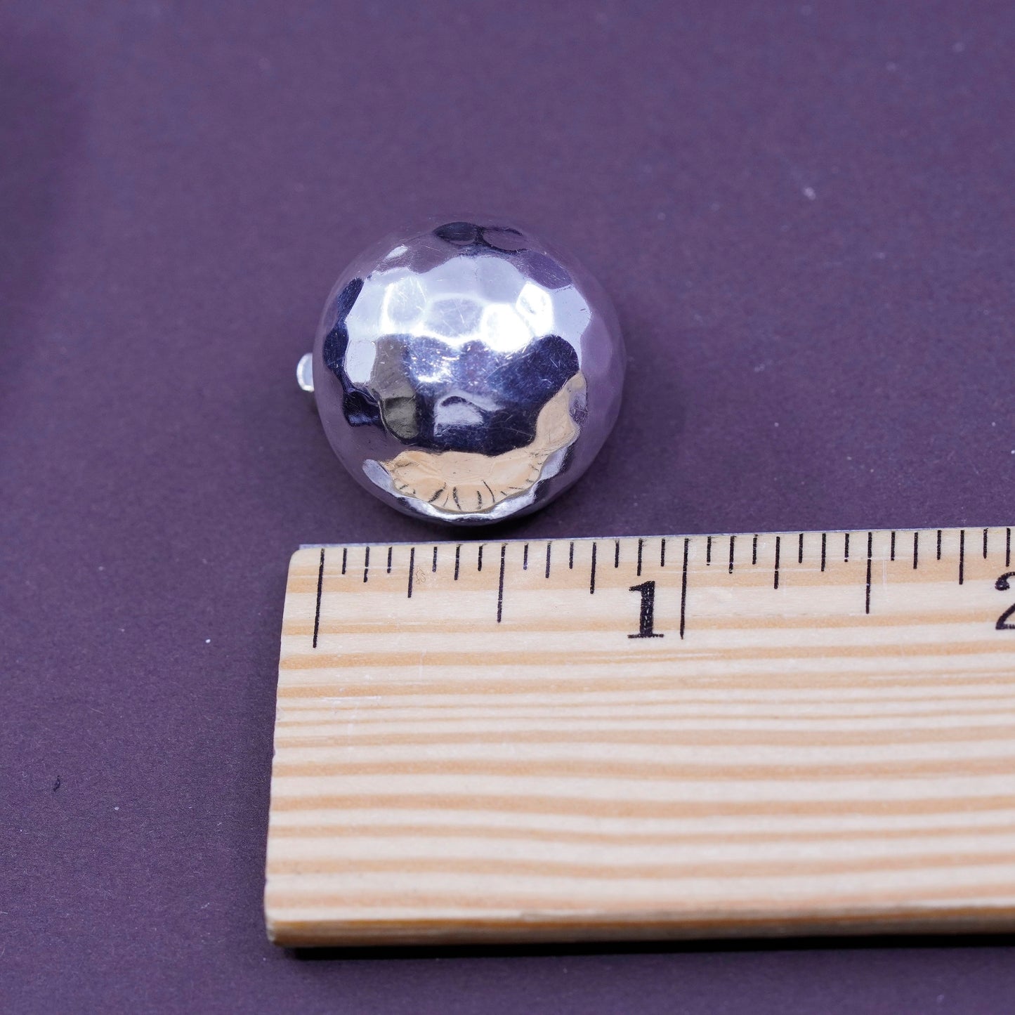 mexico Sterling silver handmade clip on, 925 modern hammered circle earrings