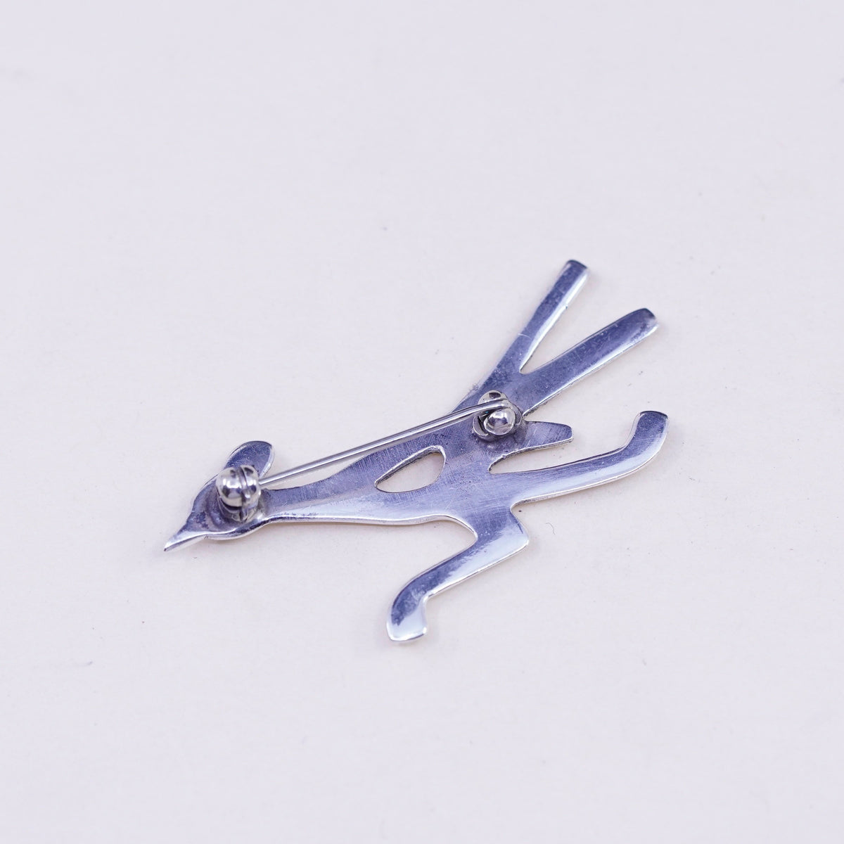 Navajo sterling silver handmade brooch, 925 roadrunner bird pin turquoise