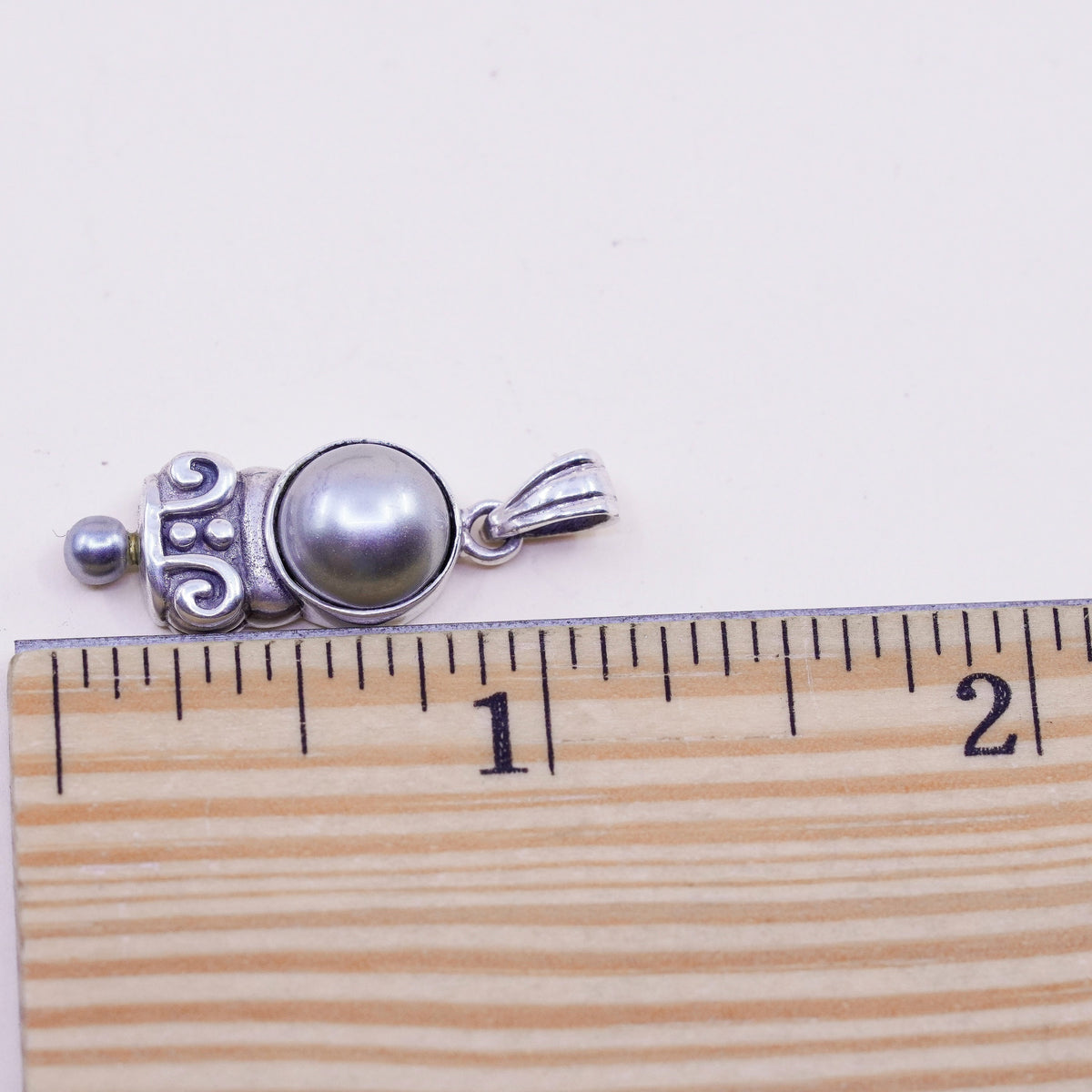 Vintage handmade sterling 925 silver pendant with pearl