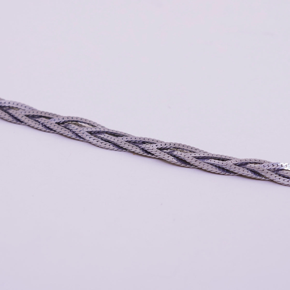 7.25”, sterling silver snake chain, woven herringbone bracelet, 925 Italy