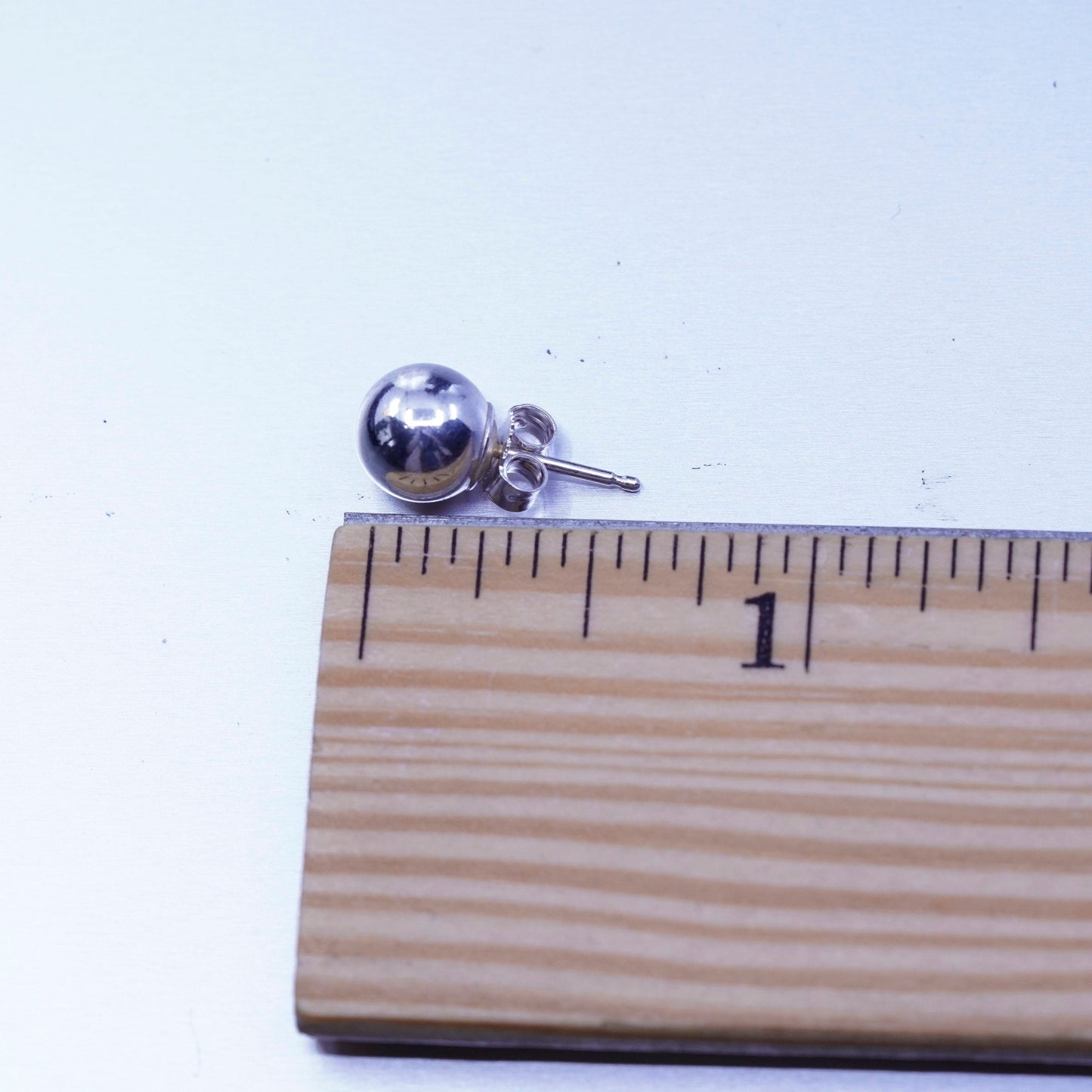 7mm, Vintage Sterling 925 silver handmade earrings, round bead sphere studs