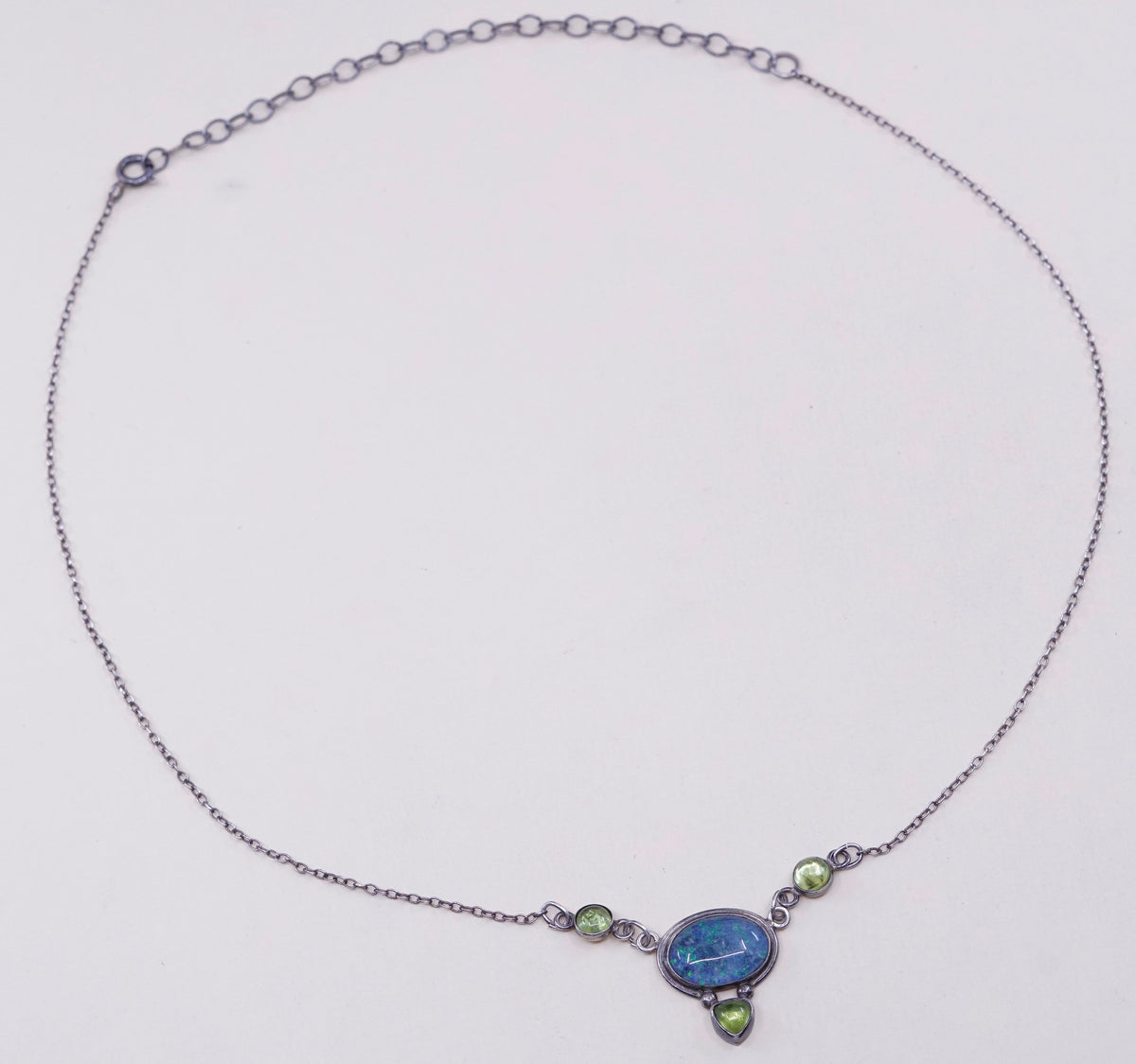 18”, FMW Sterling silver necklace, 925 circle chain with Roman glass pendant