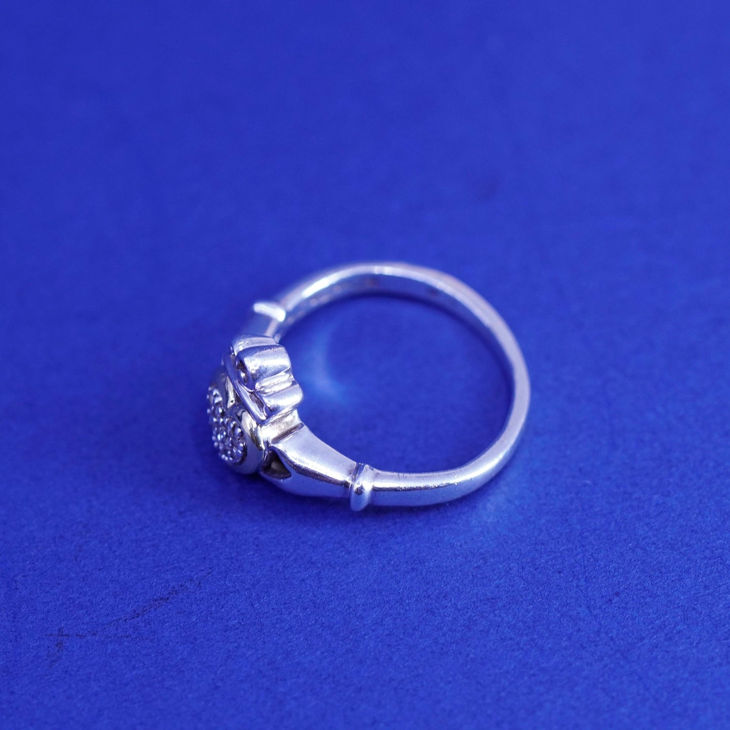 Size 5.5, sterling 925 silver claddagh ring with 14K gold heart and diamond