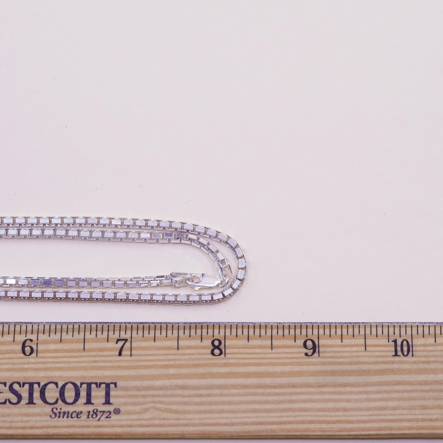 34”, sterling silver Italy 925 silver box chain, extra long sweater necklace