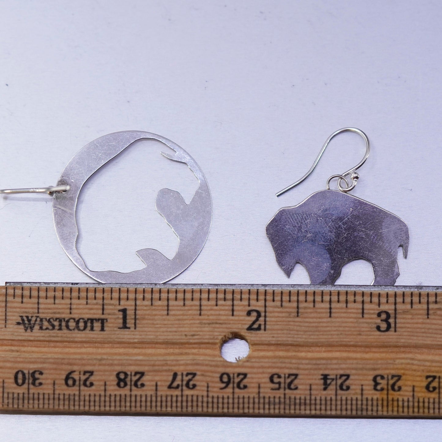 Vintage Sterling 925 silver handmade yak cow earrings