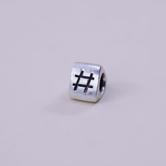 Vintage Sterling silver handmade bead charm, 925 pendant embossed No.1 mom