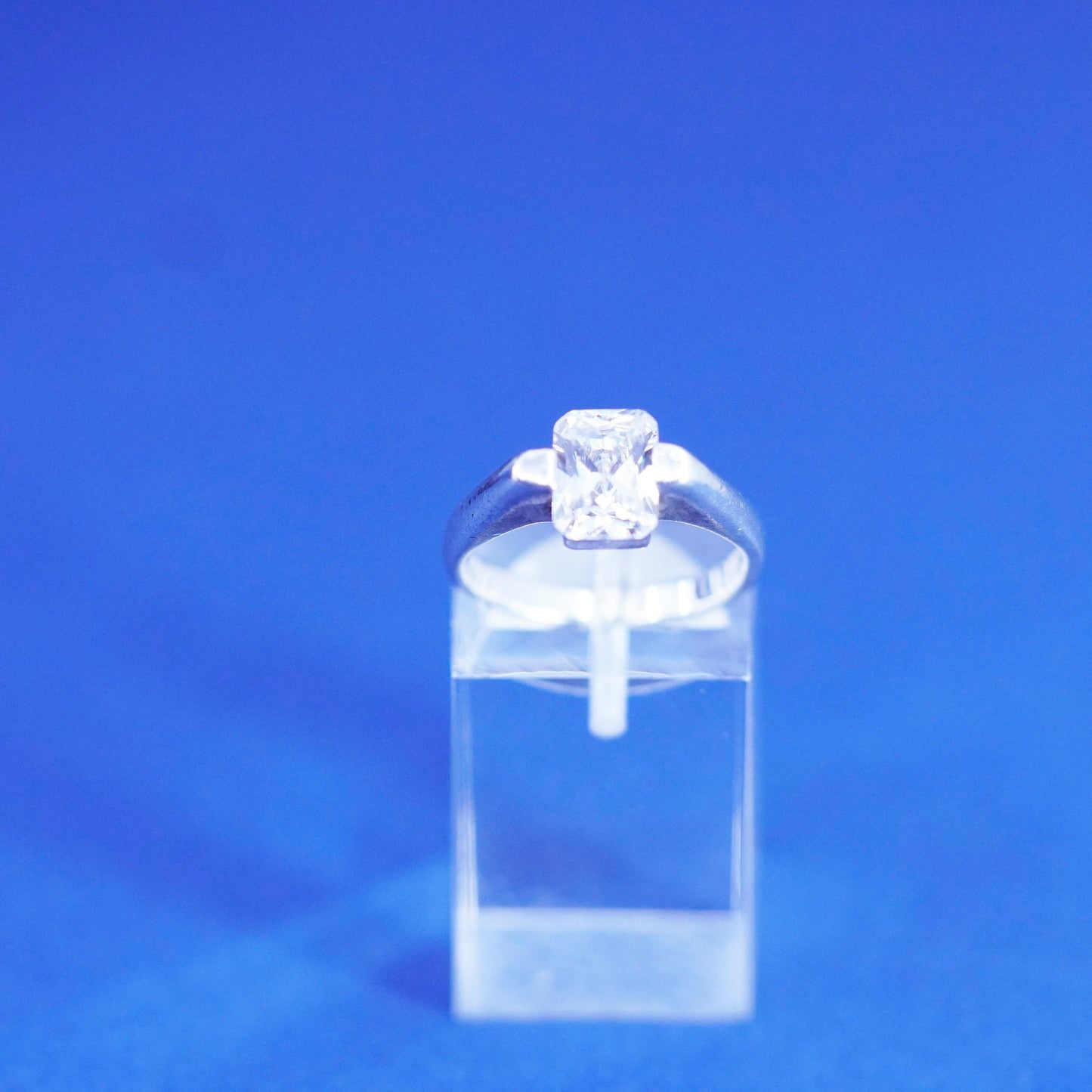 Size 5.75, vintage Sterling 925 silver handmade engagement ring with cz