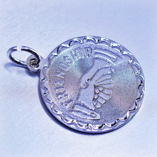 Vintage sterling 925 silver handmade friends friendship pendant tag charm