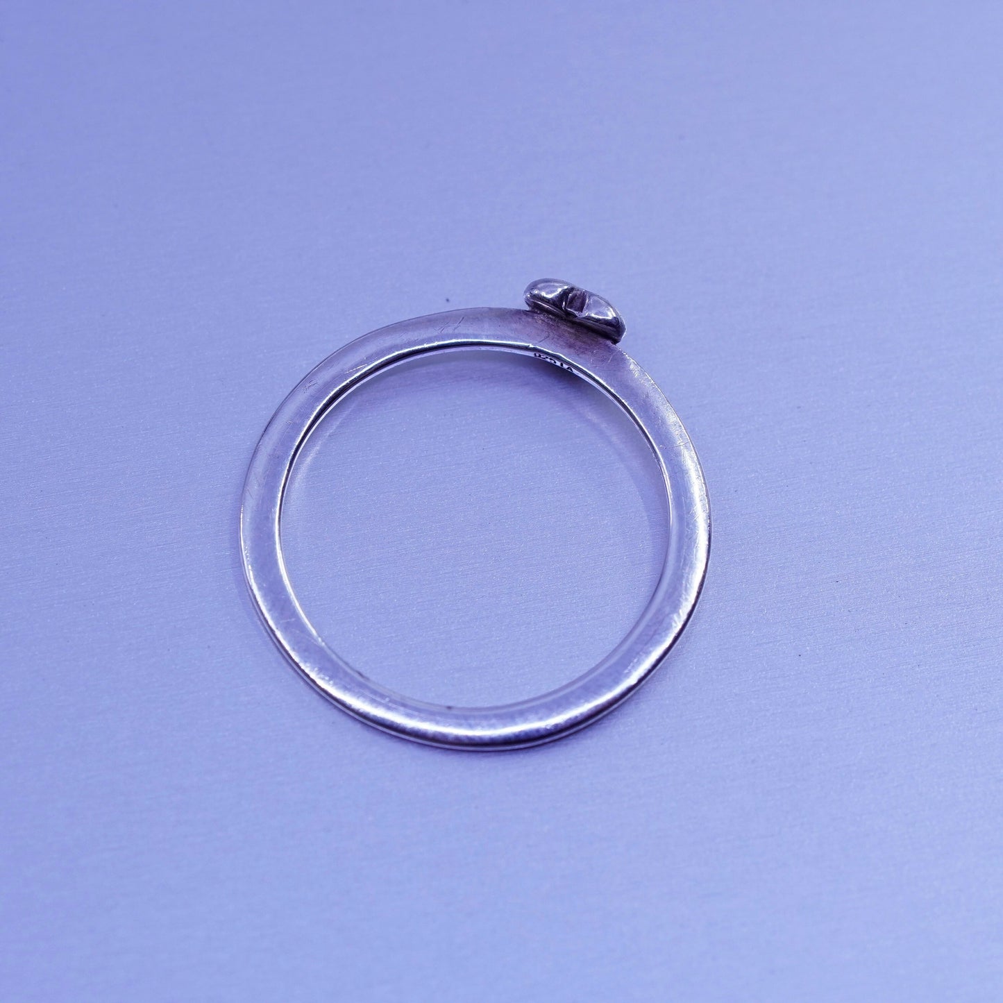 Size 6, southwestern Sterling 925 silver wedding ring, heart stackable band