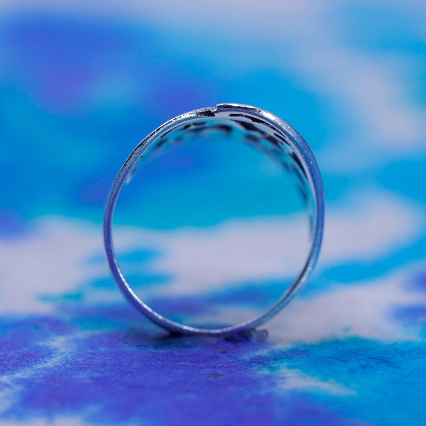 Size 5.75, vintage Sterling silver handmade ring, 925 filigree band