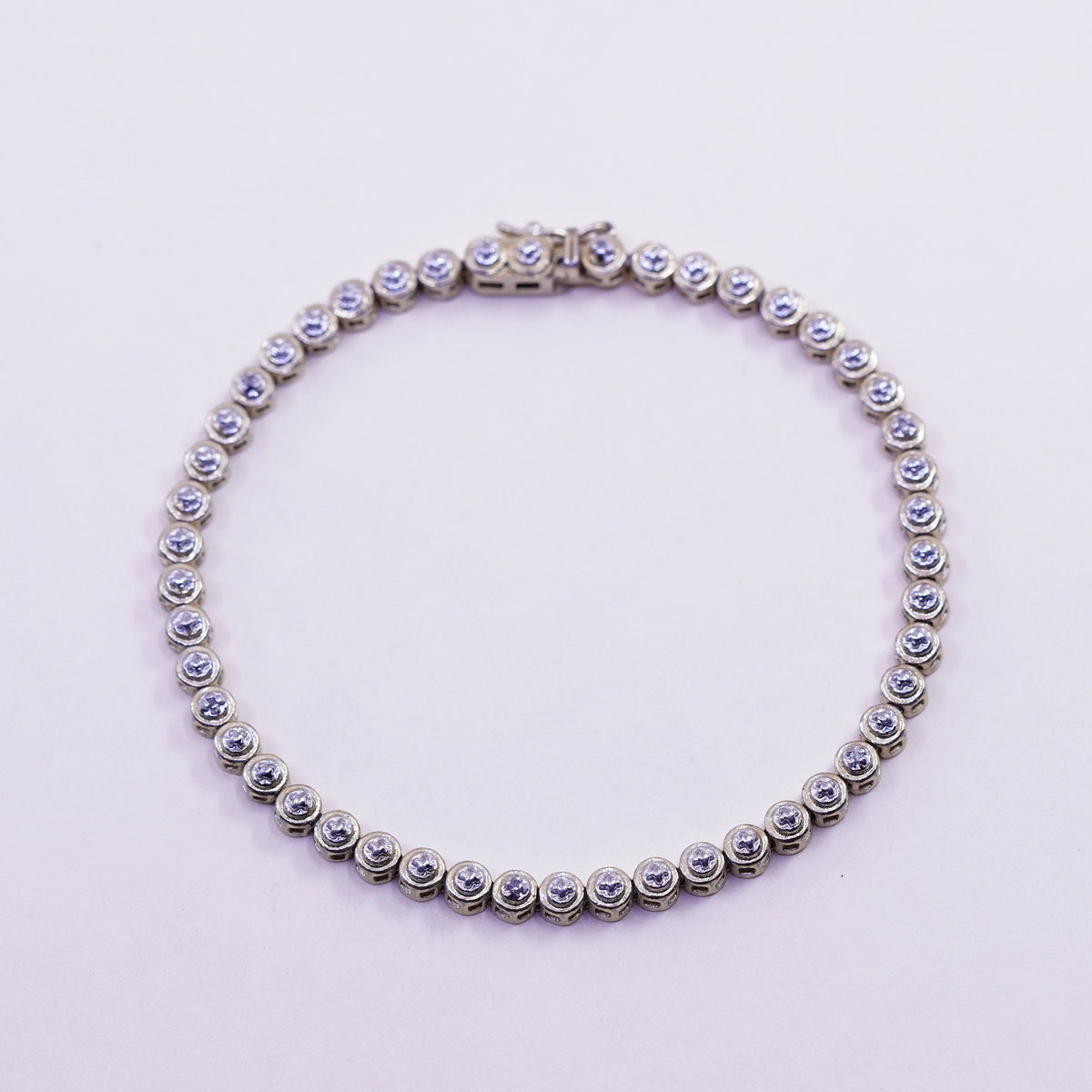 7.25”, vtg vermeil gold over sterling silver tennis bracelet, 925 chain diamond