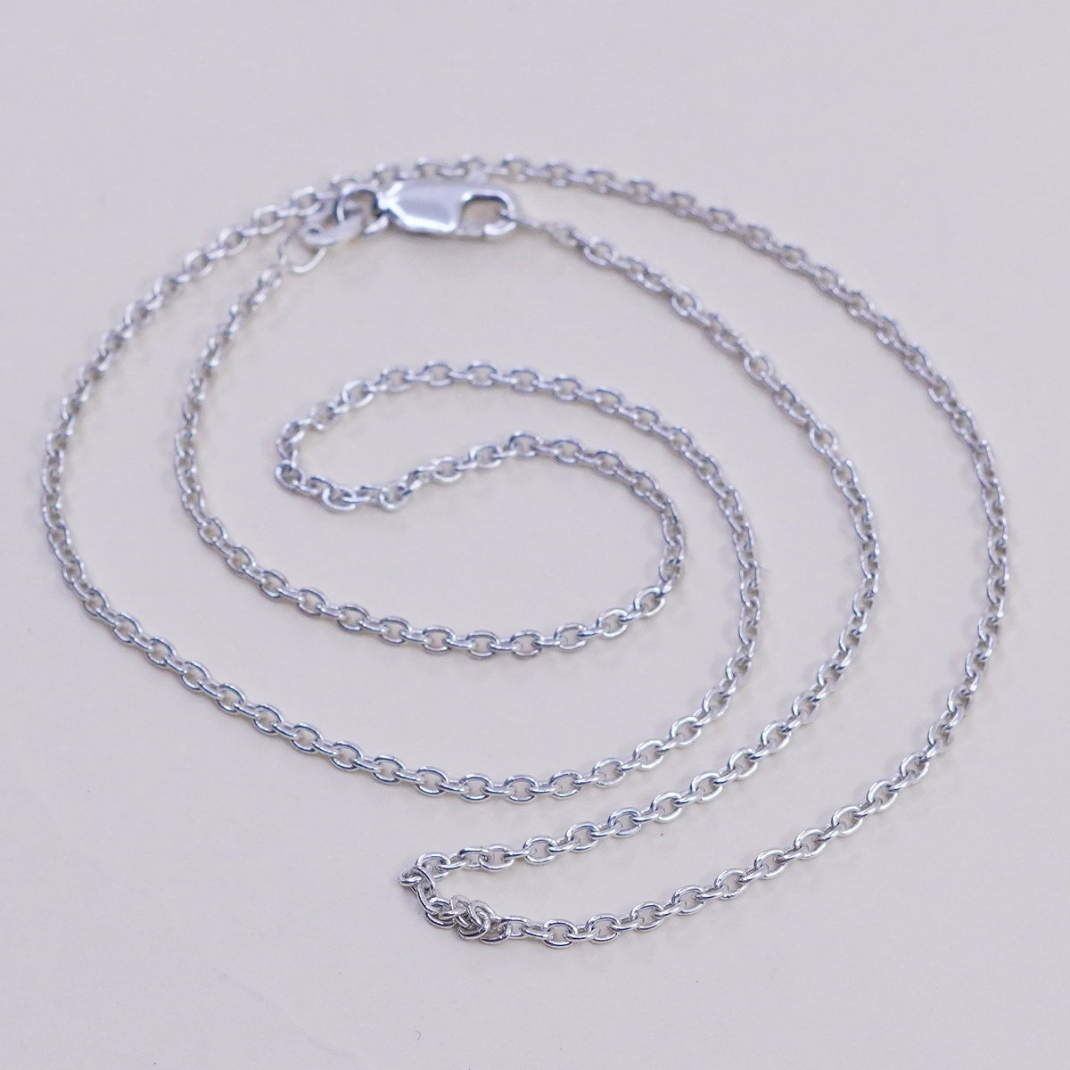 18”, 1.6mm, Vintage sterling silver circle chain, India 925 necklace