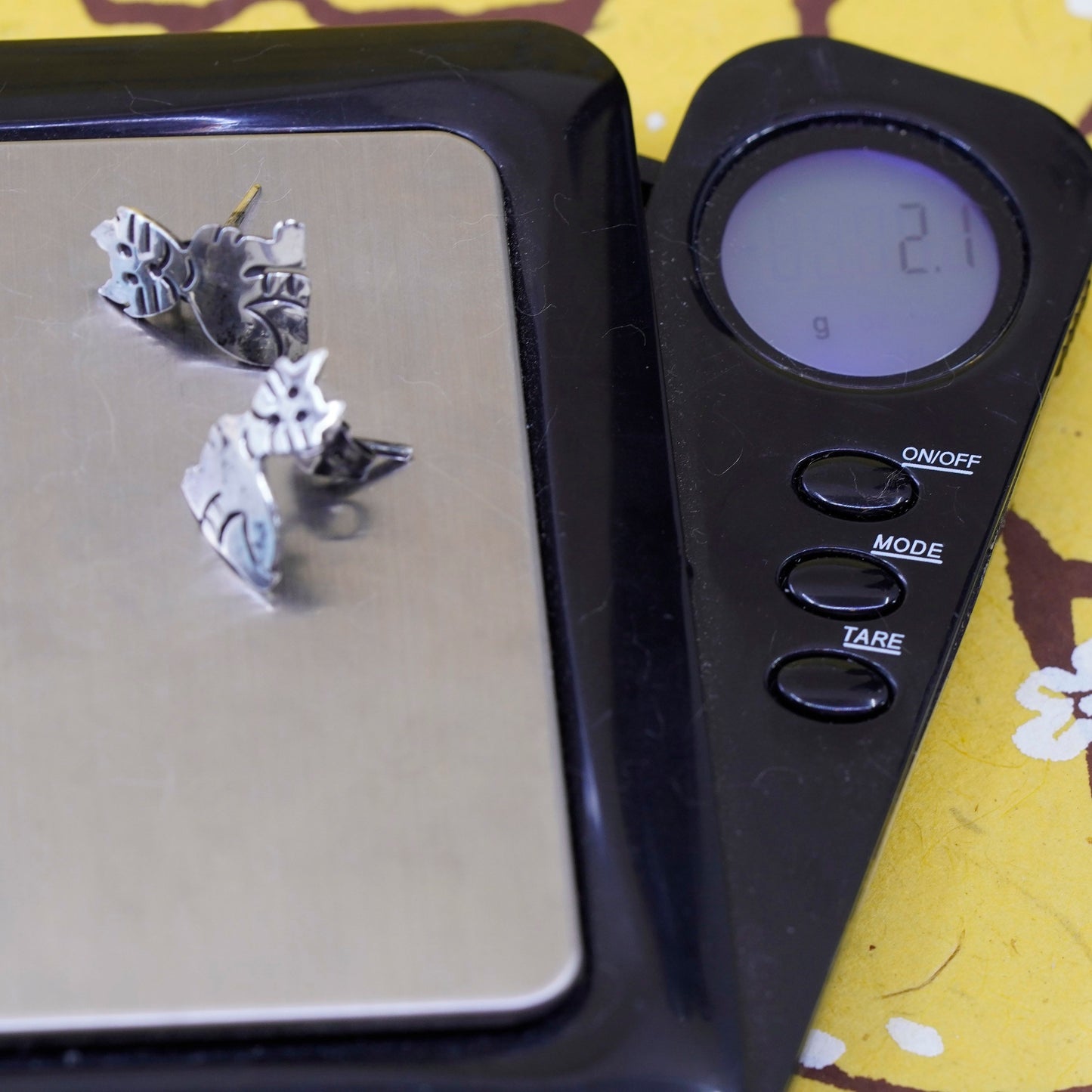 Vintage Sterling 925 silver handmade studs, cat kitty earrings