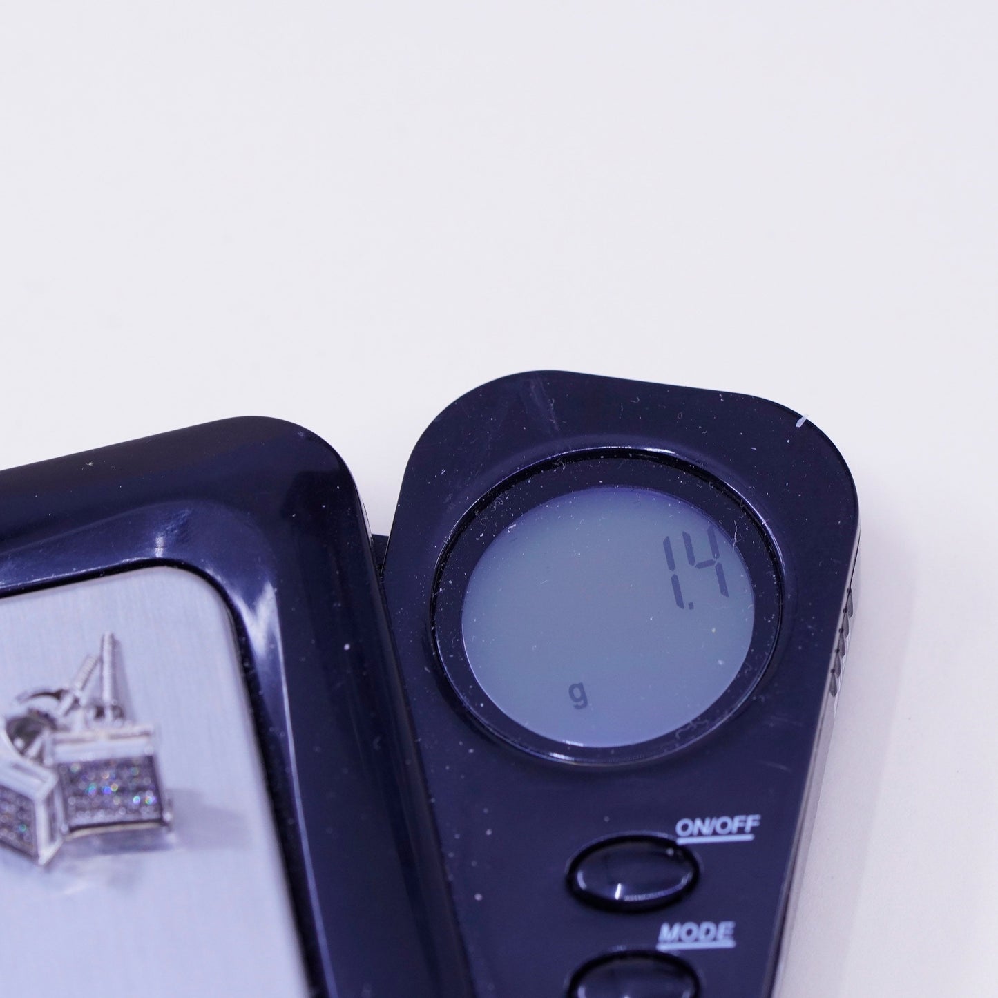 Vintage Lusso sterling silver earrings, 925 studs with square cluster diamonds