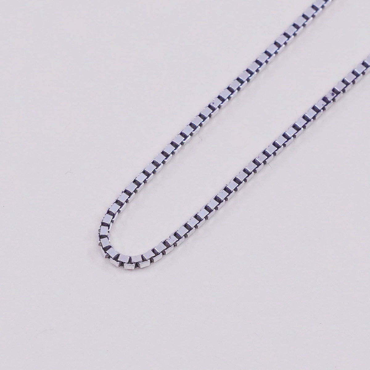 23”, 1mm, Vintage Italian sterling 925 silver box chain, necklace