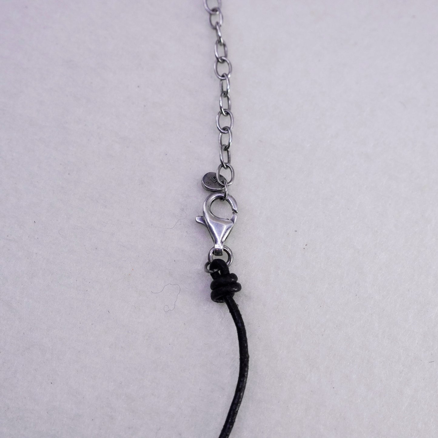 18”, Silpada RARE N1898 Garnet Leather Sterling Silver Heart Pendant Necklace