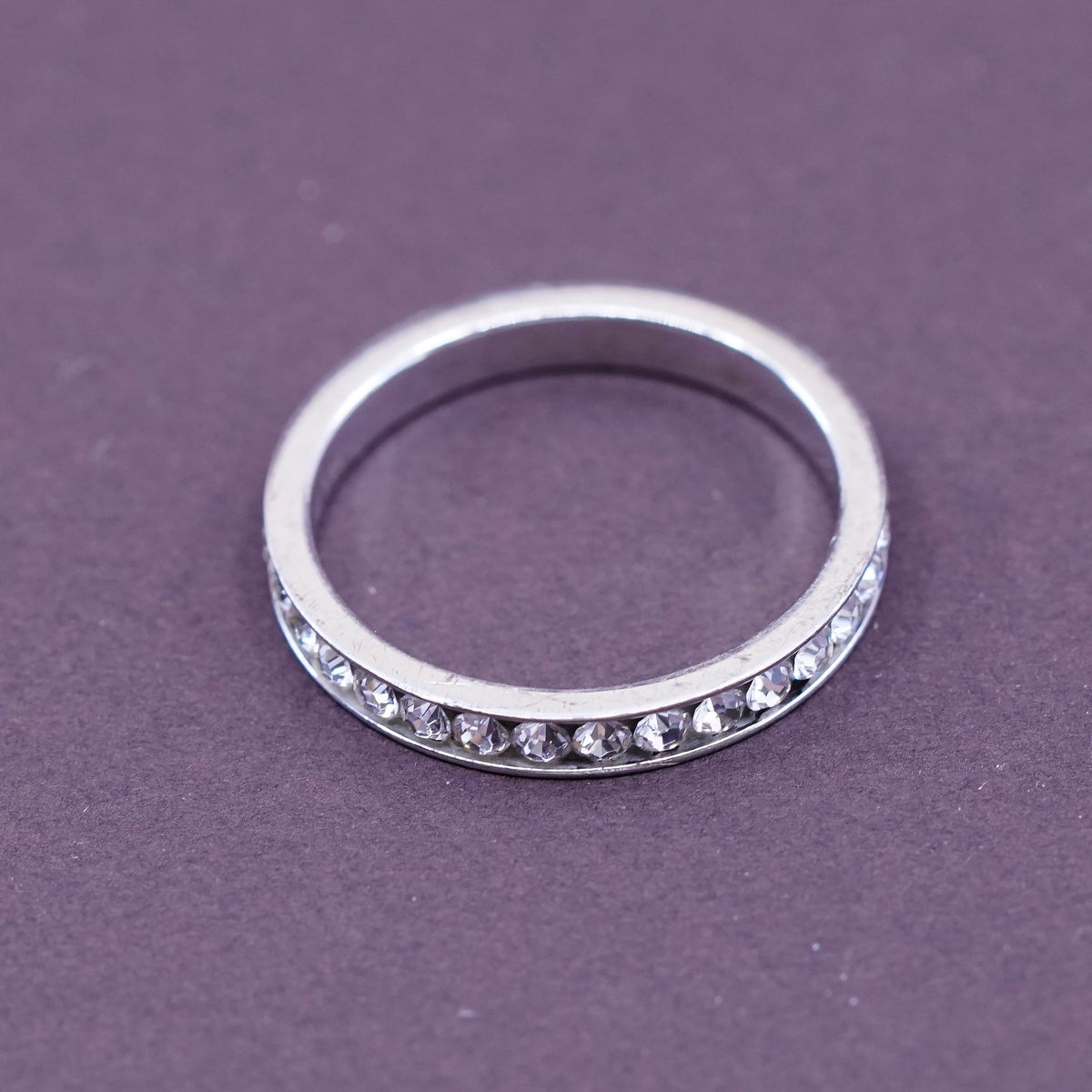 Size 9, vintage Taiwan Sterling silver ring, 925 band with cz