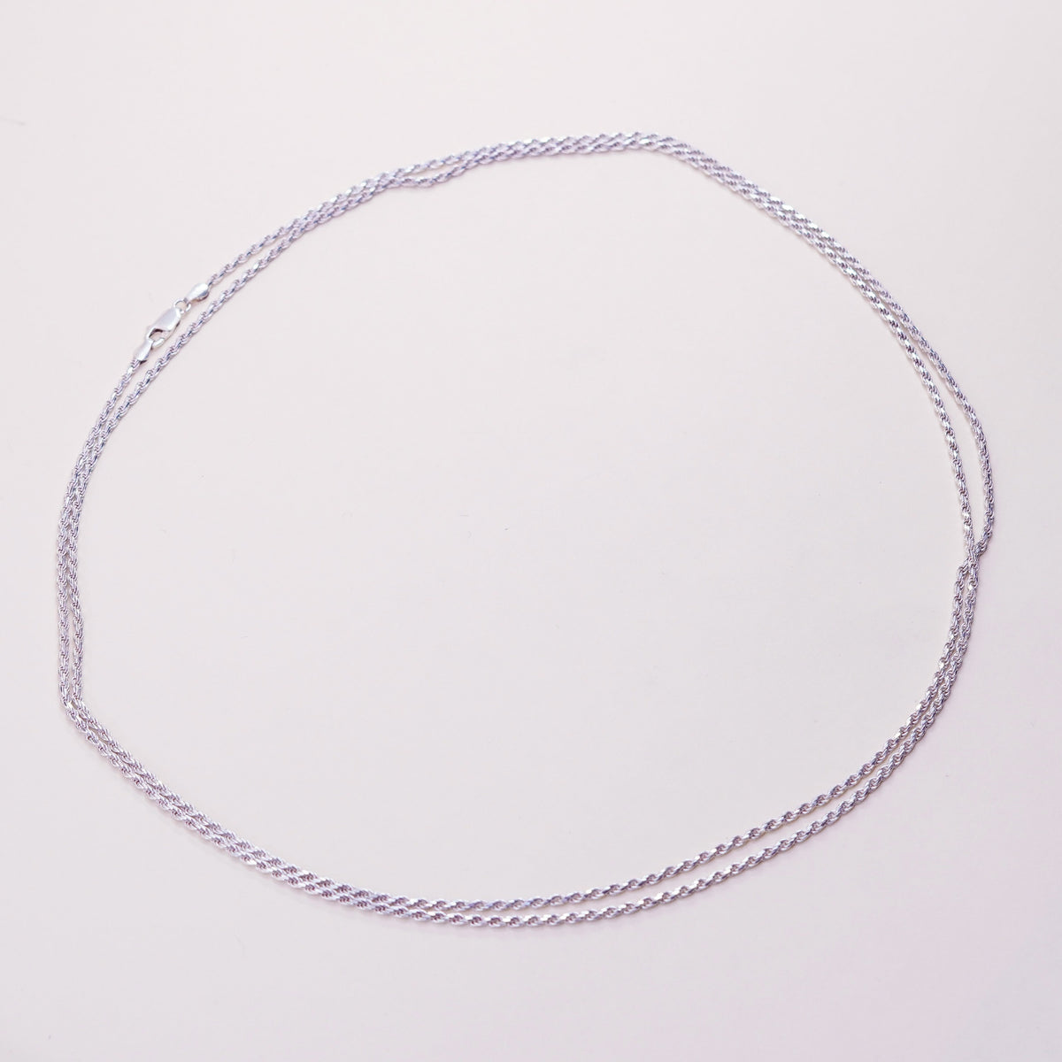 48”, Vintage italy sterling silver diamond cut rope chain, Italian 925 necklace