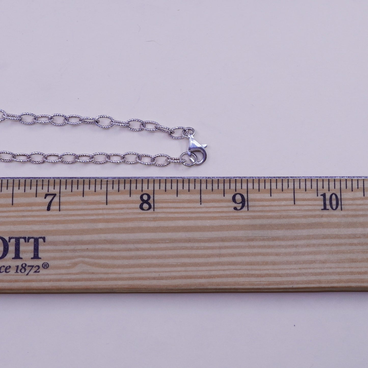 17”, Sterling 925 silver necklace with crystal beads mother of pearl pendant