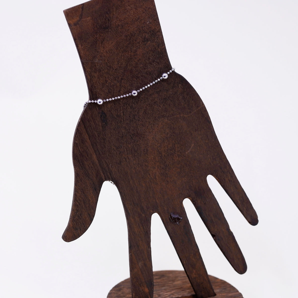 9.5”, sterling silver bracelet, Italy made 925 bead anklet