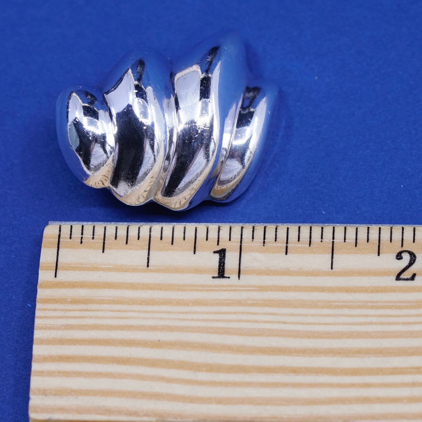 Vintage Sterling silver handmade earrings, mexico 925 ribbed clip on earrings
