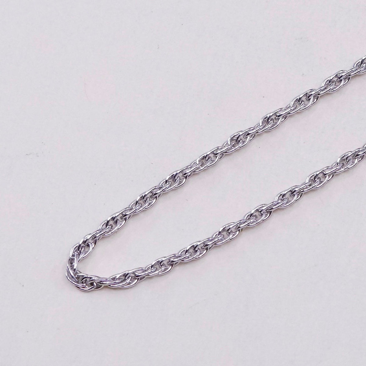 20” 1.6mm, vintage sterling silver necklace, 925 Singapore rope chain
