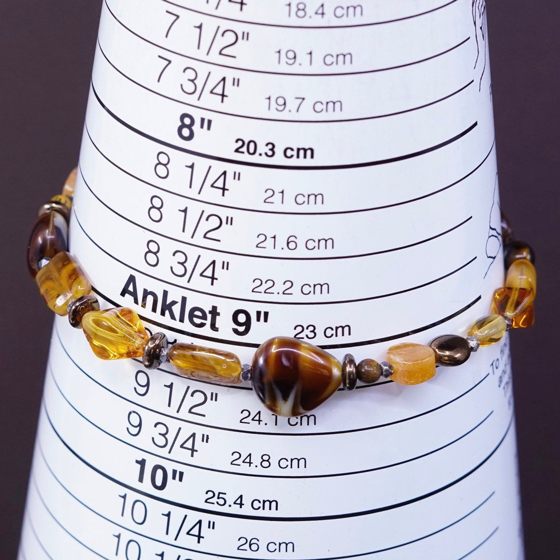 9.25", vtg Sterling silver handmade bracelet, 925 toggle closure w/ Amber