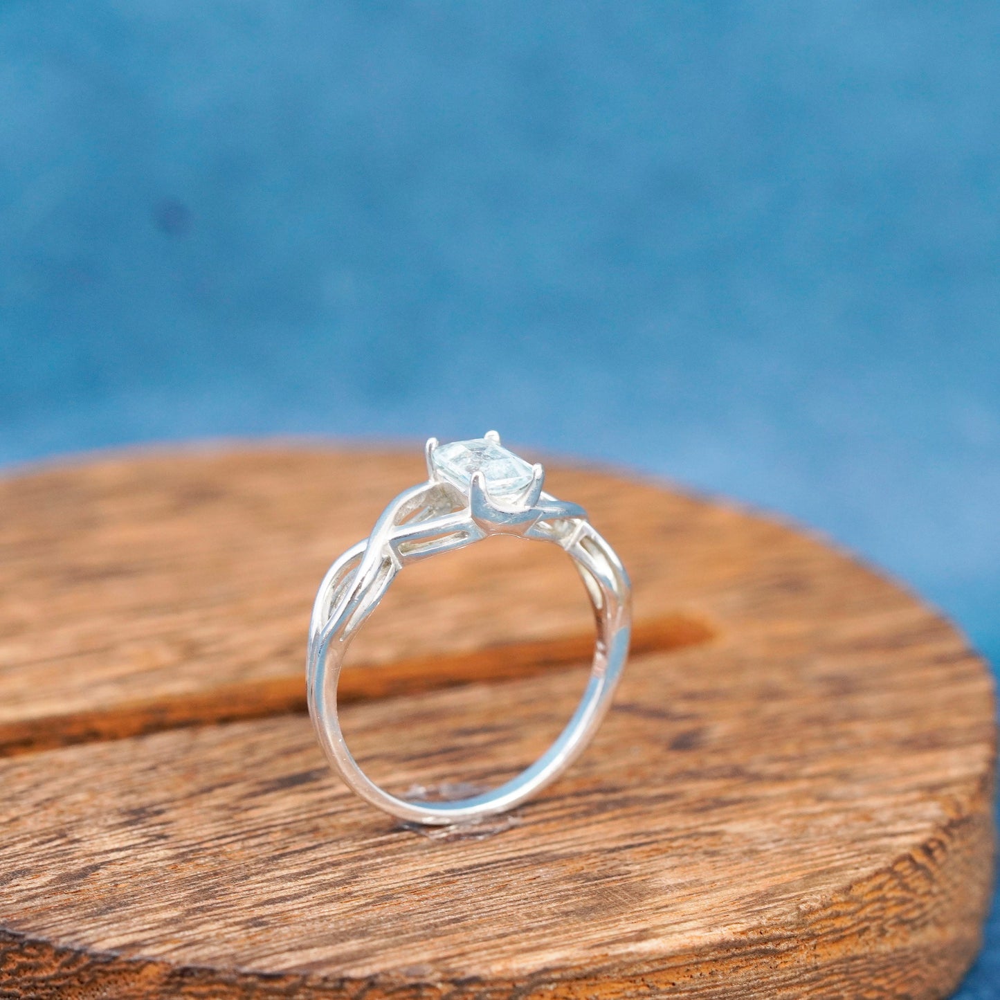 Size 11.25, vintage Sterling silver handmade ring, 925 stackable ring w/ topaz