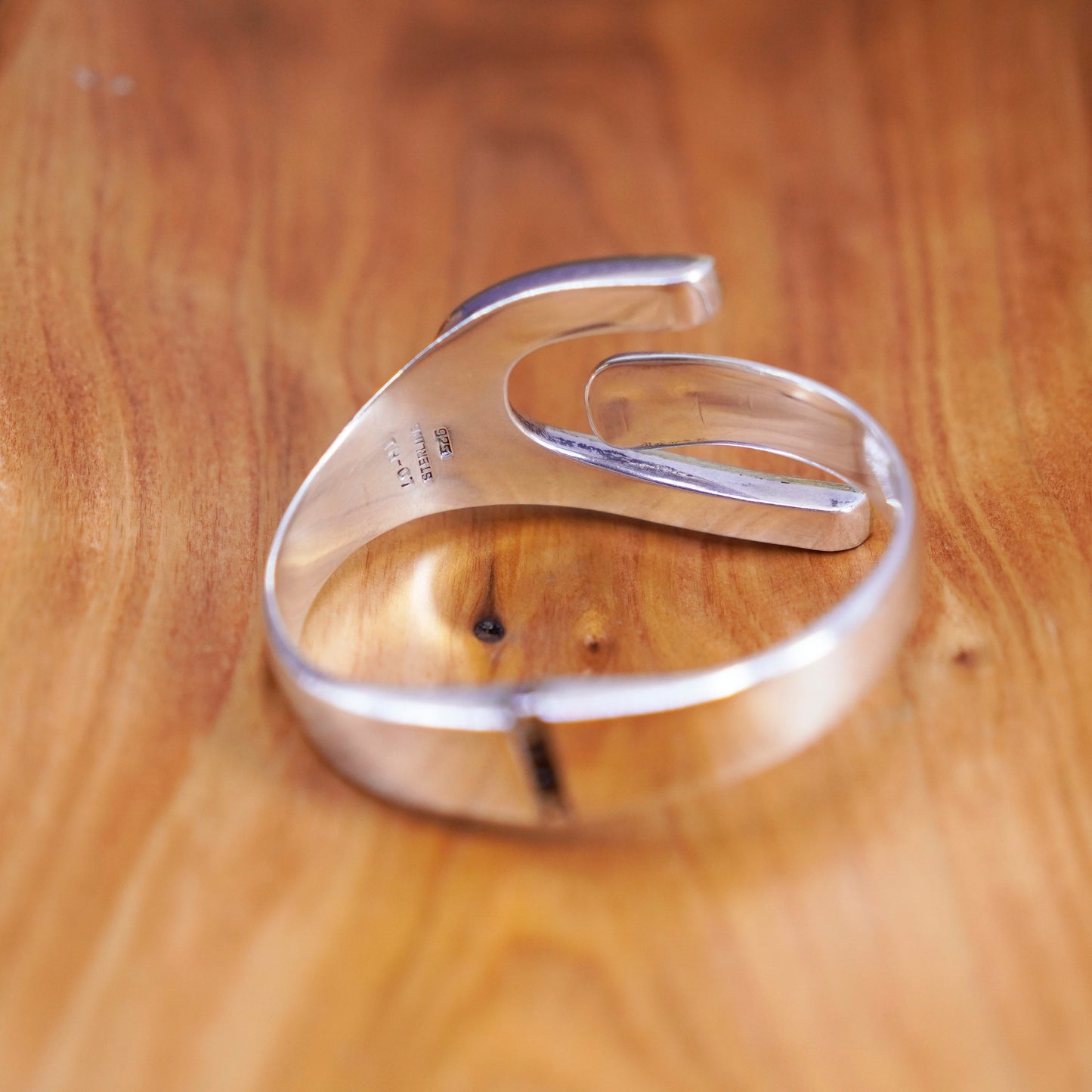 6.5”, Vintage two tone Sterling silver handmade bracelet, 925 wrap bangle