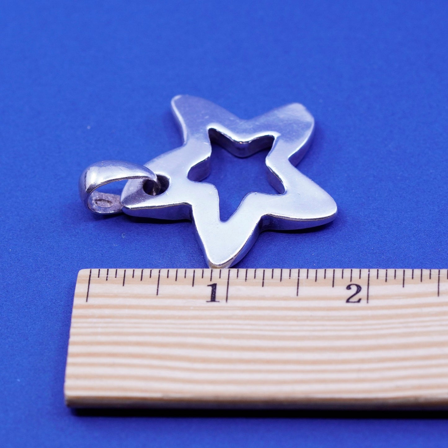 Vintage Sterling silver handmade pendant 925 star tag charm