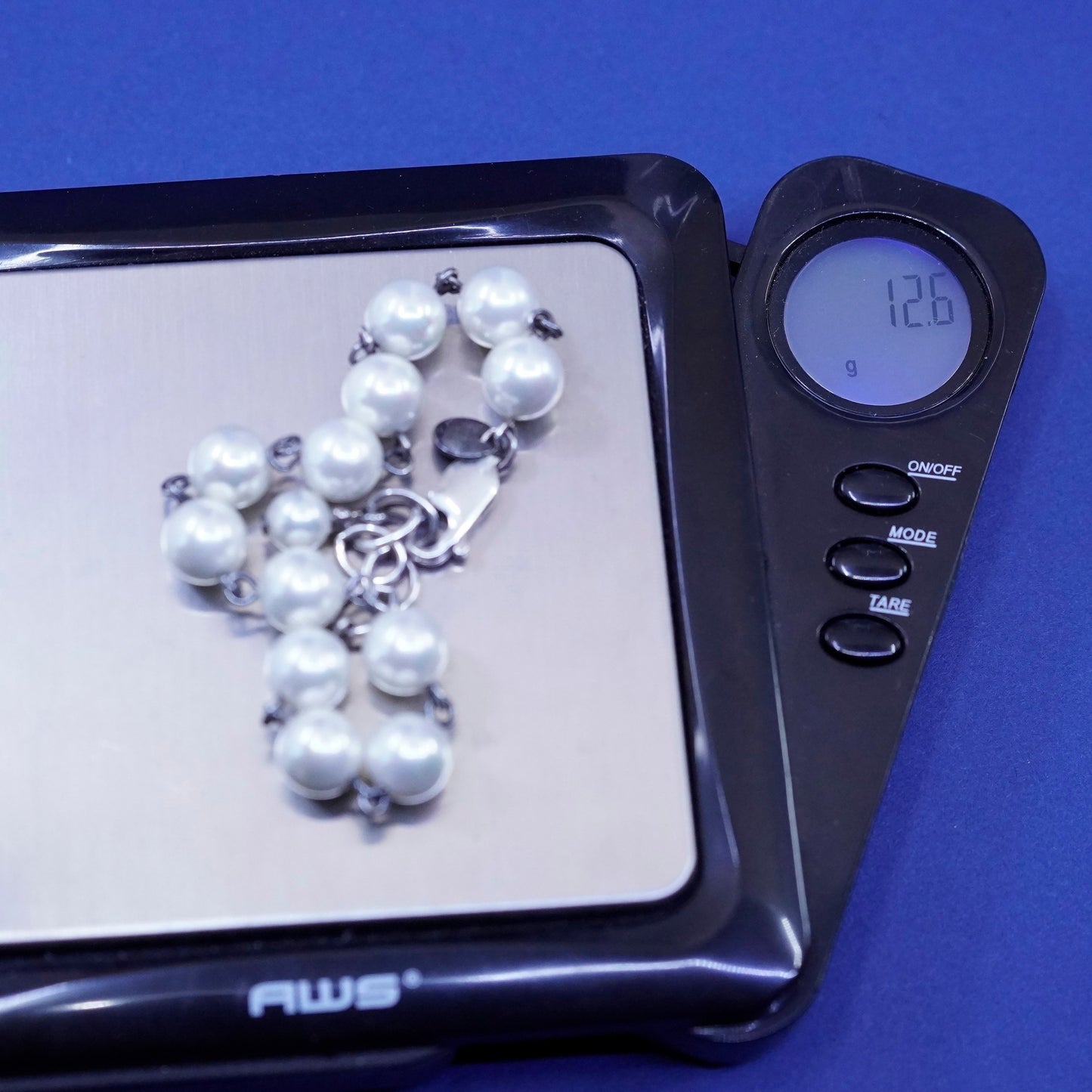 7”, Emily Ray Sterling silver handmade bracelet, 925 clasp freshwater pearl