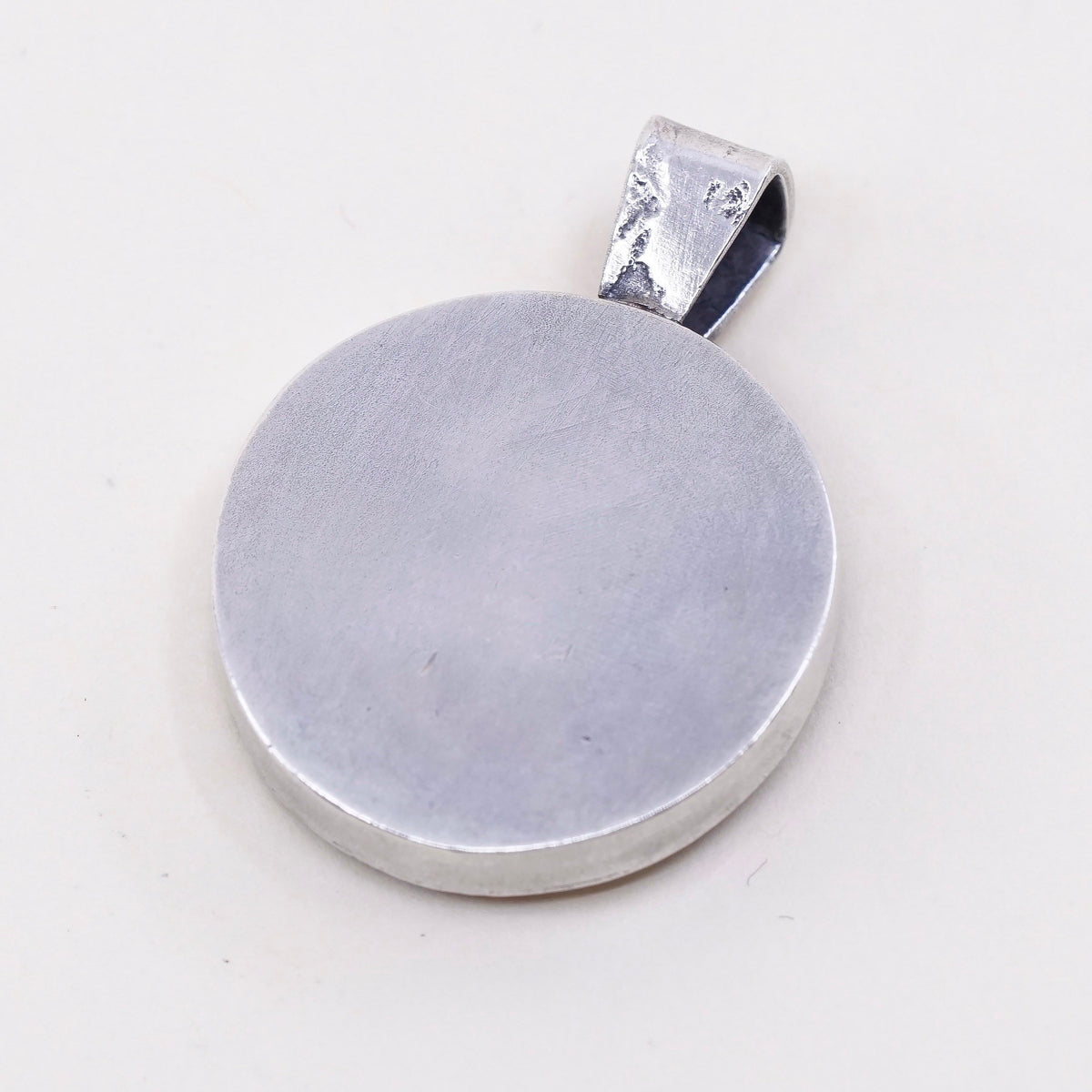 vtg 14K gold accent w/ sterling silver handmade textured pendant with purple