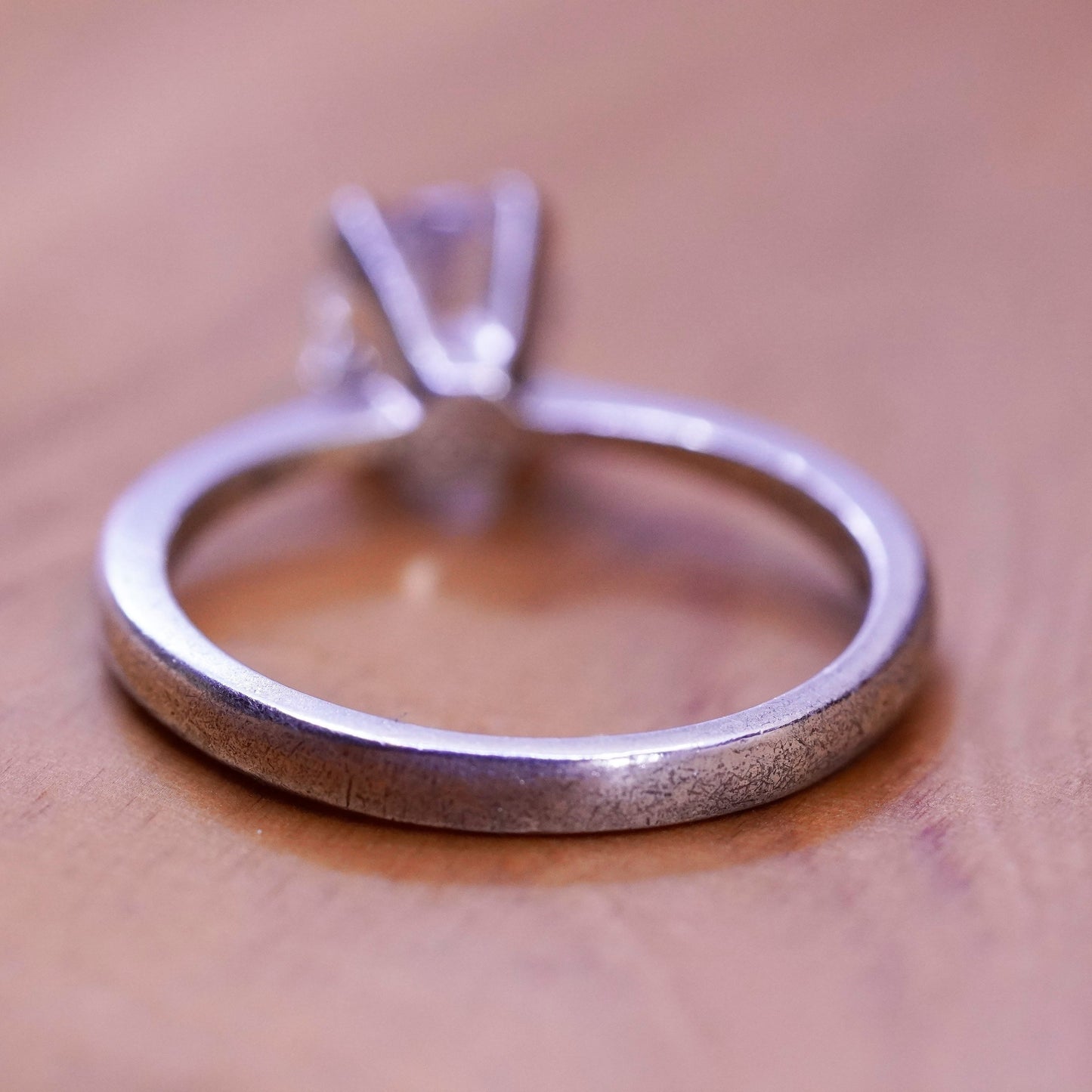 Size 7, vintage Sterling silver handmade ring, 925 engagement band with cz