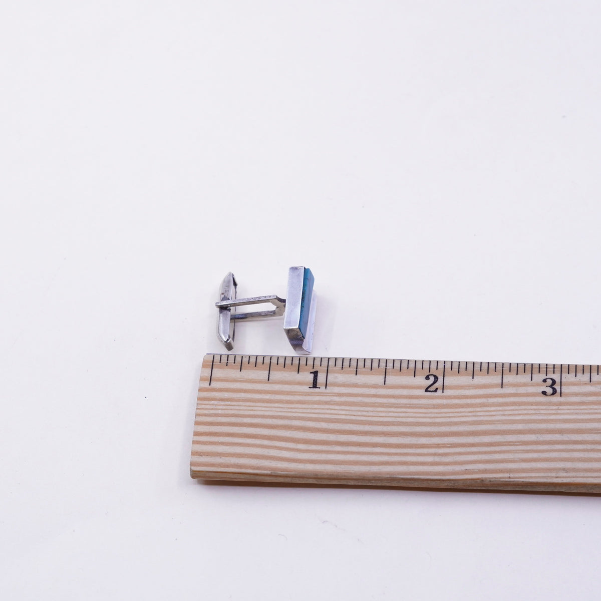 Vintage sterling silver handmade cuff link, 925 square cufflink with turquoise