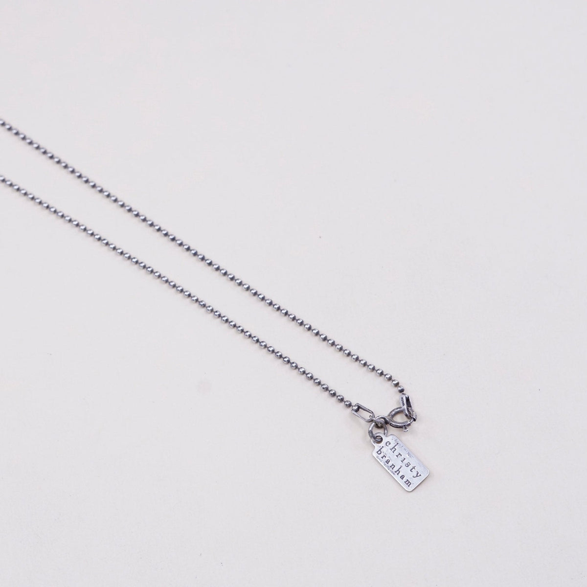 16”, 1mm, Vintage israel megiddo sterling silver beads chain, 925 necklace