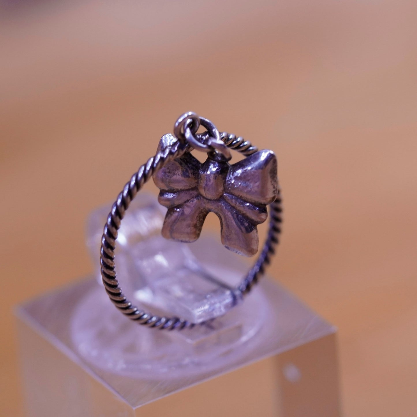 Size 3.5, vintage Sterling 925 silver handmade ring with butterfly charm