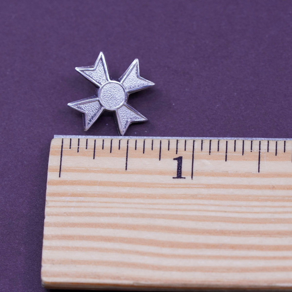 Vintage modern handmade matte sterling 925 silver cross brooch pin