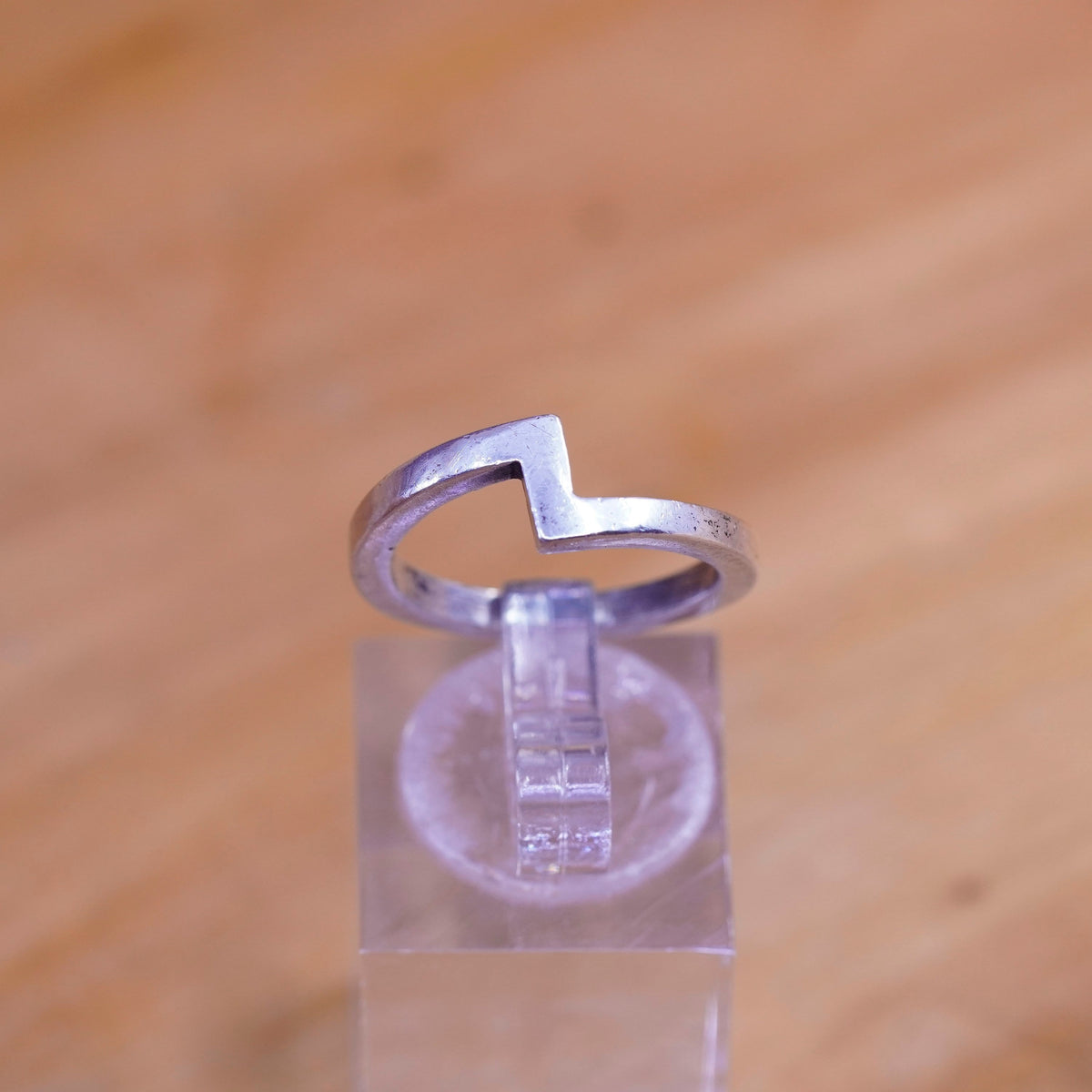 Size 6, vintage Sterling silver handmade ring, modern bold edgy 925 band