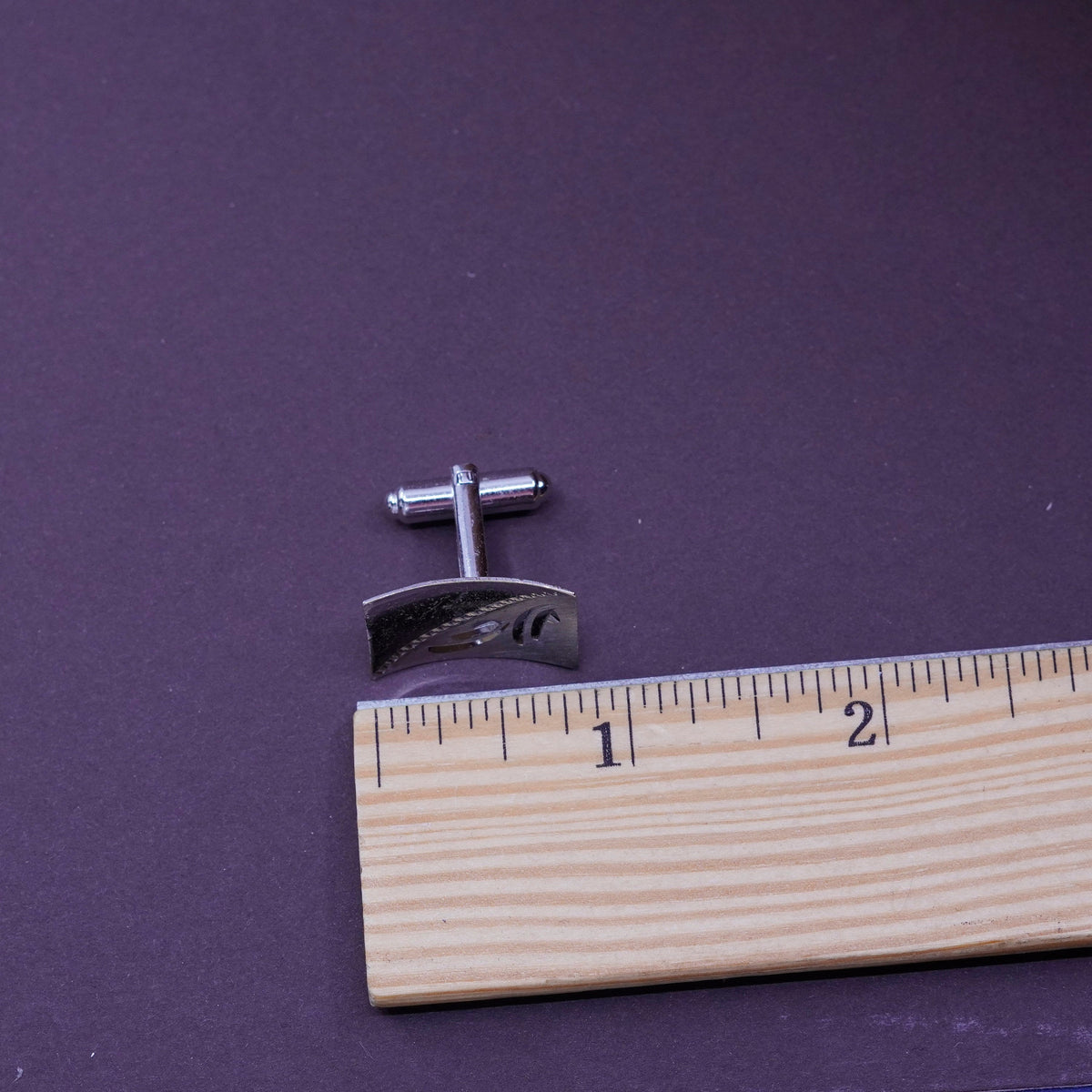 Vintage handmade sterling silver cufflink, 925 cuff links with flower engraved