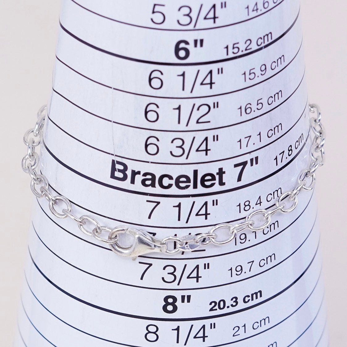 7.5", 4mm, VTG sterling silver circle link chain, stamped 925