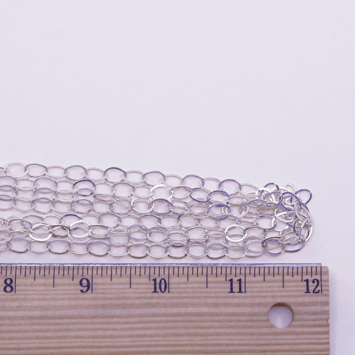 96” 7mm, vintage Sterling 925 silver flatten circle extra long necklace