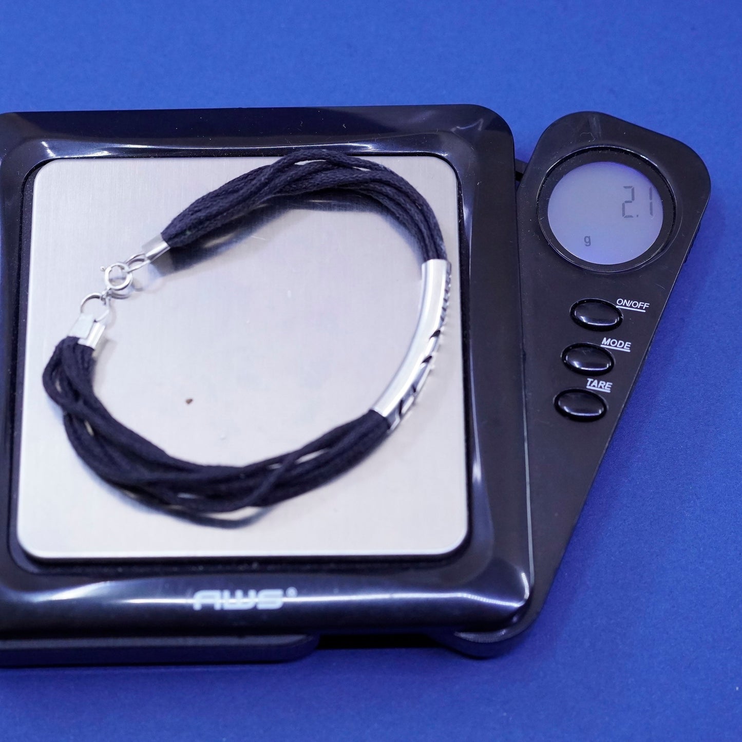 6.5”, Sterling 925 silver handmade bracelet with linen thread and moon star bar