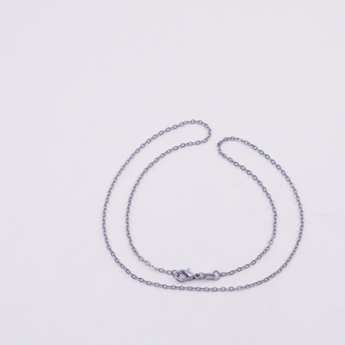 17”, 1.6mm, Vintage sterling silver flatten circle chain, Italy 925 necklace
