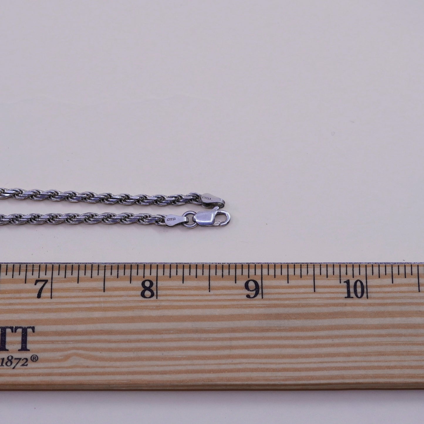 18”, 3mm, vintage Sterling silver necklace, Italy 925 diamond rope chain