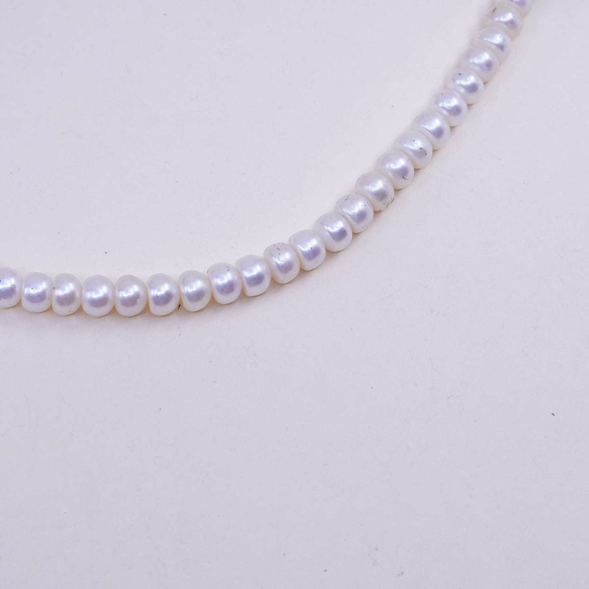 Vintage Braided Black Leather necklace with Pearl and Sterling 925 silver clasp