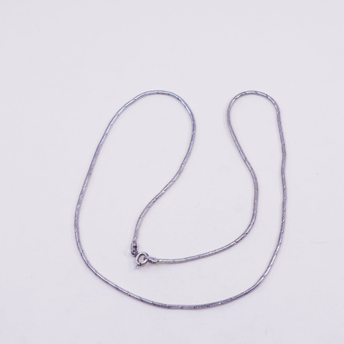 20”, Vintage sterling silver snake chain, textured Italy 925 silver chain