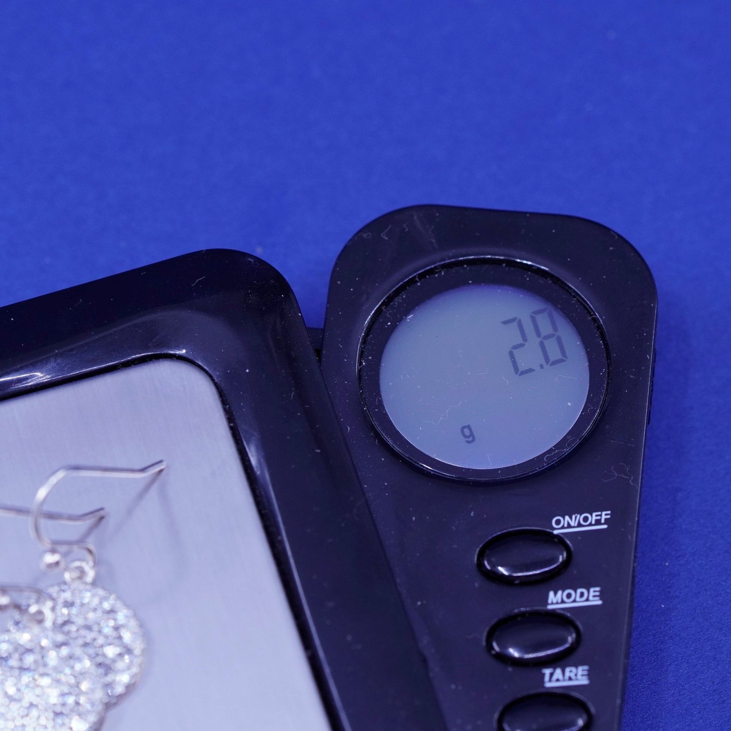 Vintage Sterling silver earrings, 925 circle with cluster cz